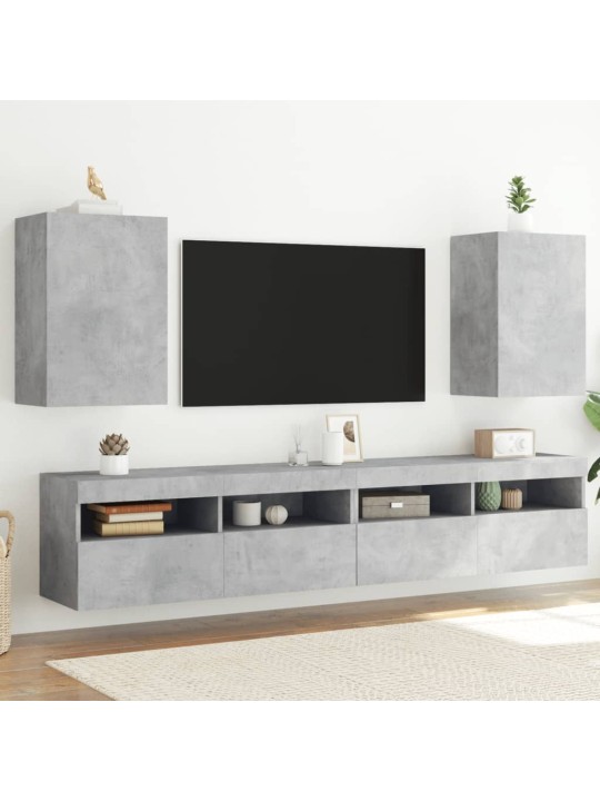 TV-seinäkaapit 2 kpl betoninharmaa 40,5x30x60 cm tekninen puu