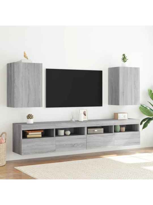 TV-seinäkaapit 2 kpl harmaa Sonoma 40,5x30x60 cm tekninen puu