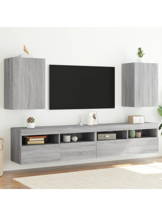 TV-seinäkaapit 2 kpl harmaa Sonoma 40,5x30x60 cm tekninen puu