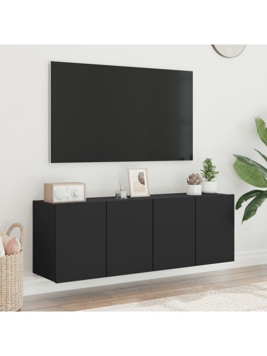 TV-kaapit seinäkiinnitettävä 2 kpl musta 60x30x41 cm