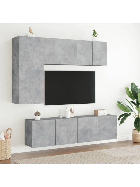 TV-kaapit seinäkiinnitettävä 2 kpl betoninharmaa 60x30x41 cm