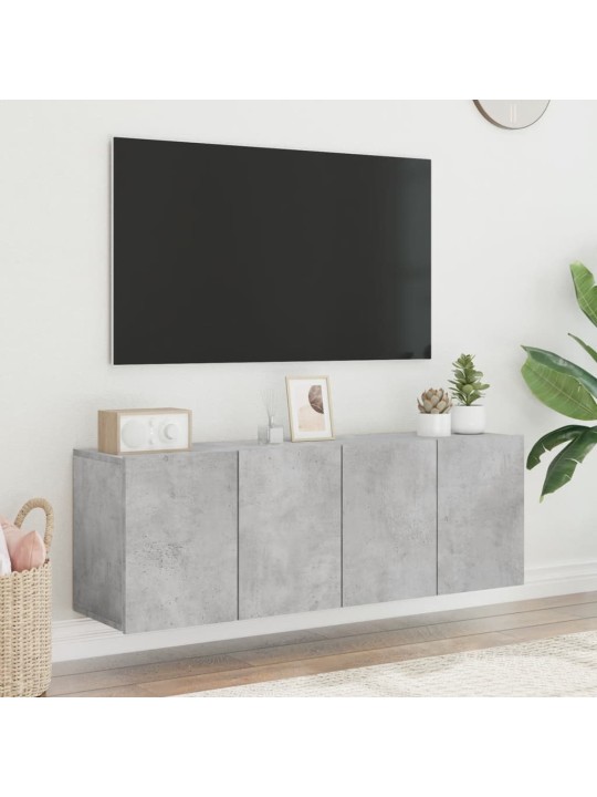 TV-kaapit seinäkiinnitettävä 2 kpl betoninharmaa 60x30x41 cm