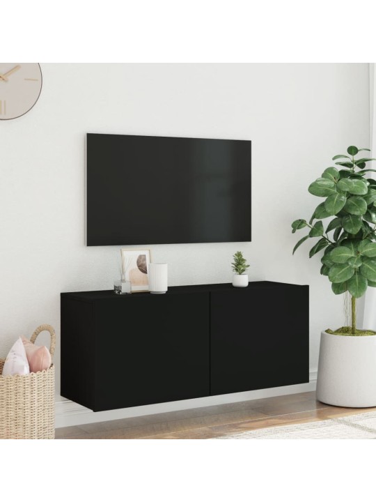 TV-kaappi seinäkiinnitettävä musta 100x30x41 cm