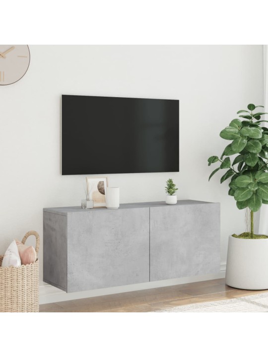 TV-kaappi seinäkiinnitettävä betoninharmaa 100x30x41 cm