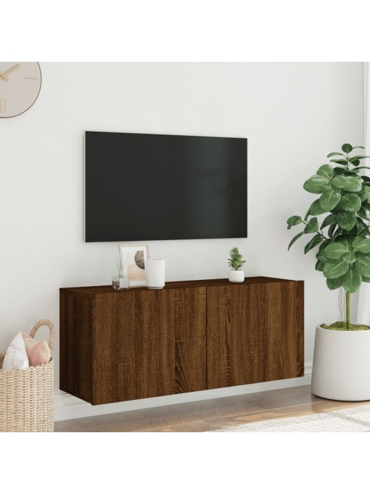 TV-kaappi seinäkiinnitettävä ruskea tammi 100x30x41 cm