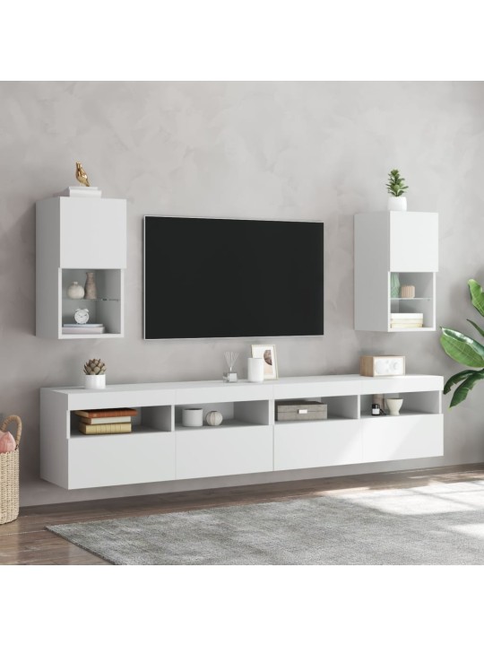 TV-kaapit LED-valoilla 2 kpl valkoinen 30,5x30x60 cm