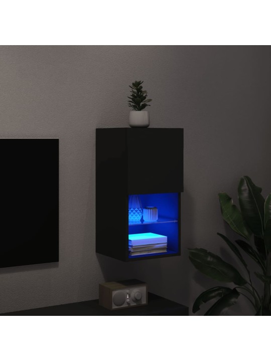 TV-kaappi LED-valoilla musta 30,5x30x60 cm