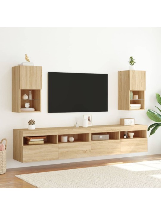 TV-kaappi LED-valoilla Sonoma-tammi 30,5x30x60 cm