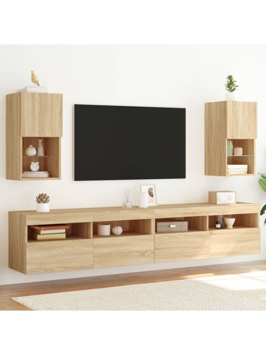 TV-kaapit LED-valoilla 2 kpl Sonoma-tammi 30,5x30x60 cm