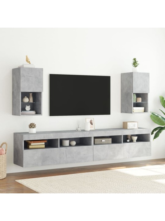 TV-kaappi LED-valoilla betoninharmaa 30,5x30x60 cm