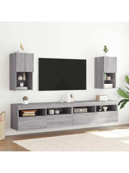 TV-kaappi LED-valoilla harmaa Sonoma 30,5x30x60 cm