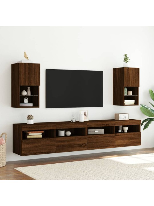 TV-kaappi LED-valoilla ruskea tammi 30,5x30x60 cm