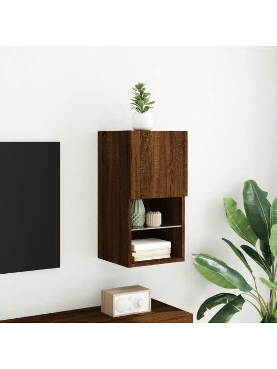 TV-kaappi LED-valoilla ruskea tammi 30,5x30x60 cm