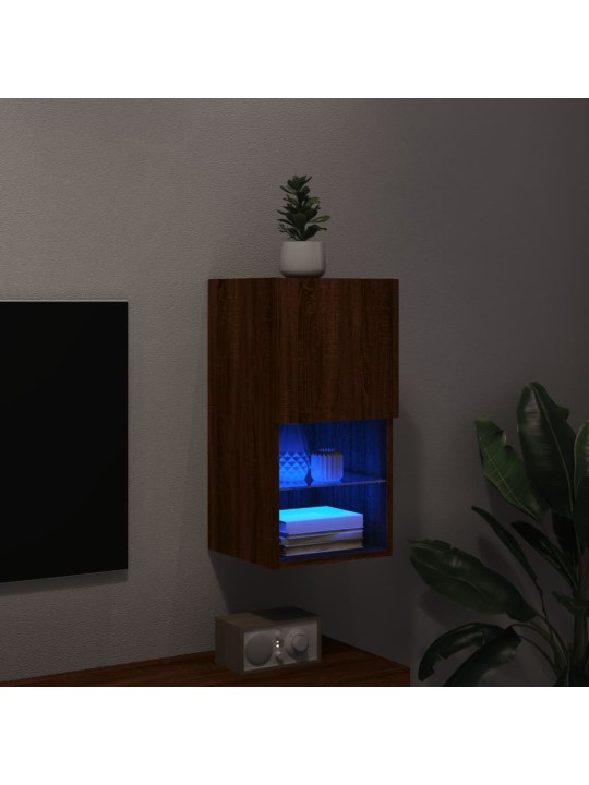 TV-kaappi LED-valoilla ruskea tammi 30,5x30x60 cm