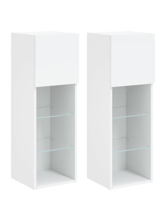 TV-kaapit LED-valoilla 2 kpl valkoinen 30,5x30x90 cm