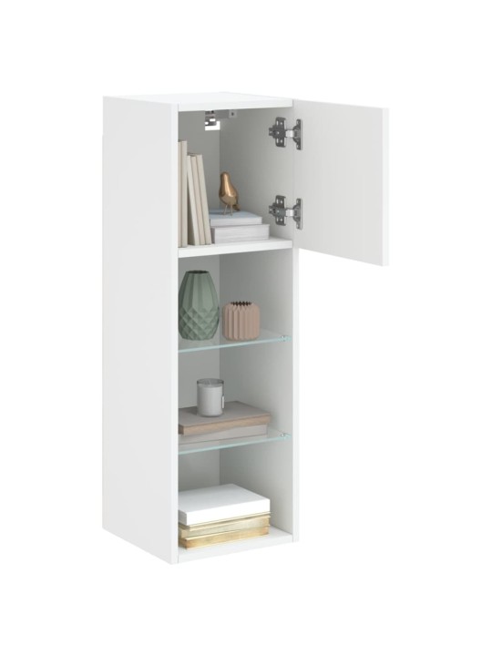 TV-kaapit LED-valoilla 2 kpl valkoinen 30,5x30x90 cm