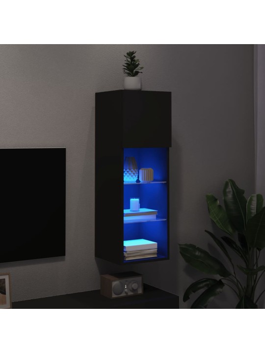 TV-kaappi LED-valoilla musta 30,5x30x90 cm