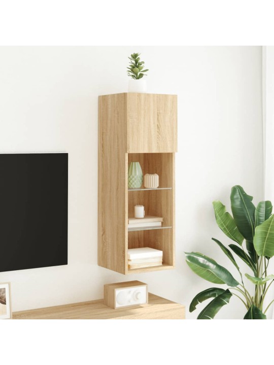 TV-kaappi LED-valoilla Sonoma-tammi 30,5x30x90 cm