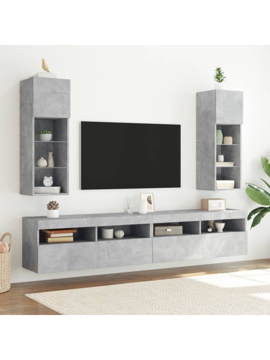 TV-kaappi LED-valoilla betoninharmaa 30,5x30x90 cm