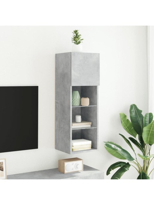 TV-kaappi LED-valoilla betoninharmaa 30,5x30x90 cm