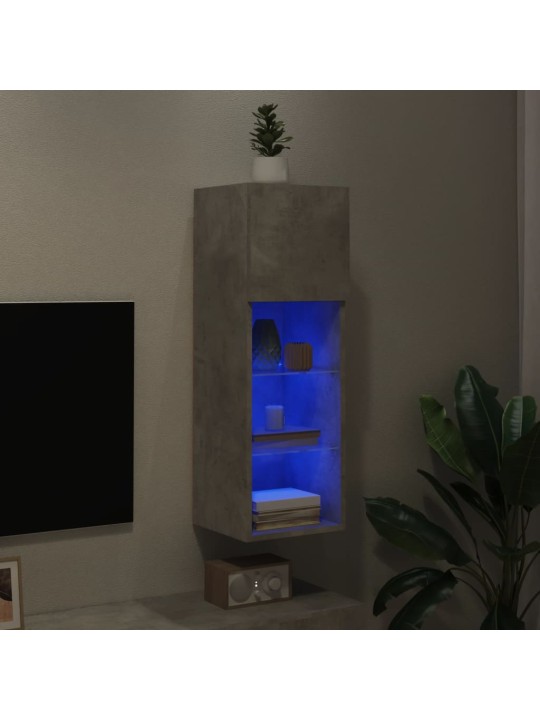 TV-kaappi LED-valoilla betoninharmaa 30,5x30x90 cm