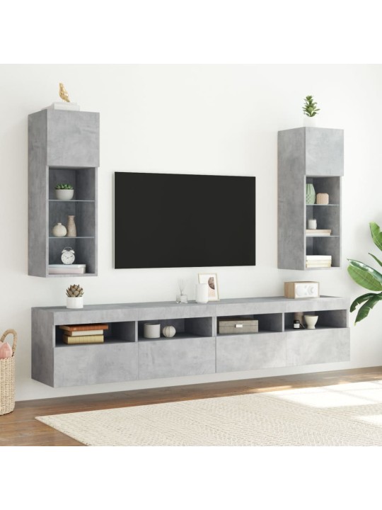 TV-kaapit LED-valoilla 2 kpl betoninharmaa 30,5x30x90 cm