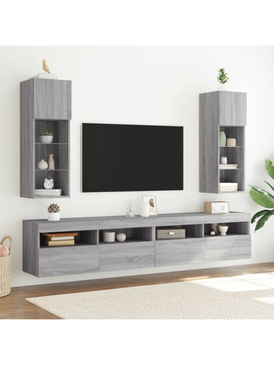 TV-kaappi LED-valoilla harmaa Sonoma 30,5x30x90 cm