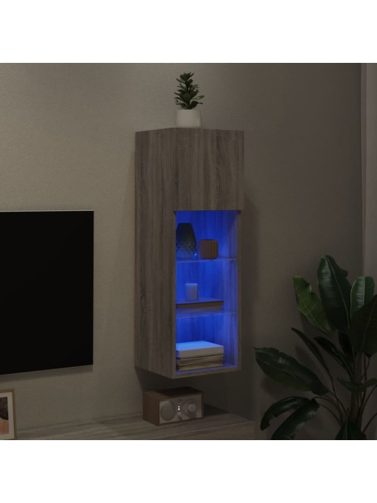 TV-kaappi LED-valoilla harmaa Sonoma 30,5x30x90 cm