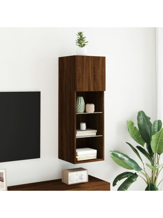 TV-kaappi LED-valoilla ruskea tammi 30,5x30x90 cm