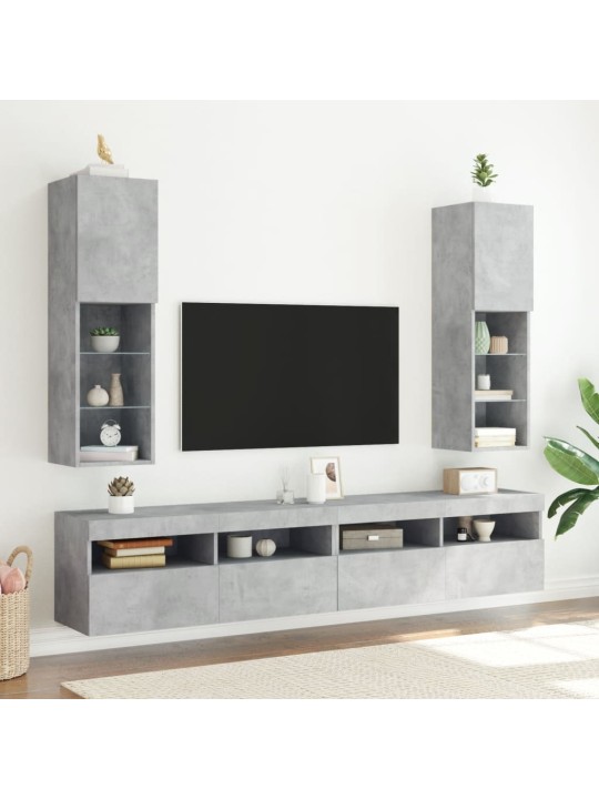 TV-taso LED-valoilla betoninharmaa 30,5x30x102 cm