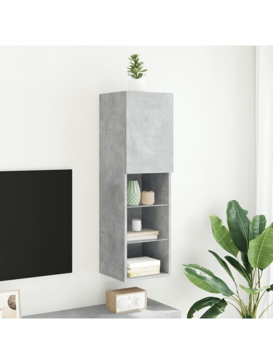 TV-taso LED-valoilla betoninharmaa 30,5x30x102 cm