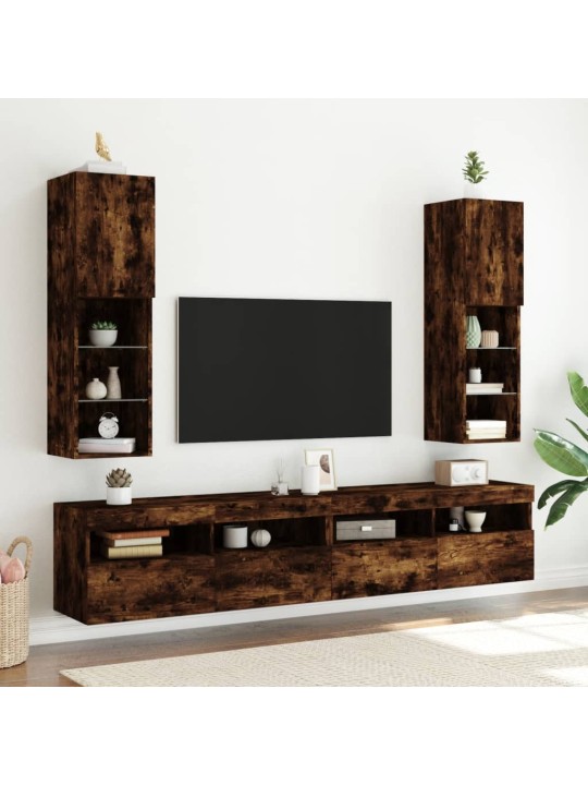 TV-taso LED-valoilla savutammi 30,5x30x102 cm