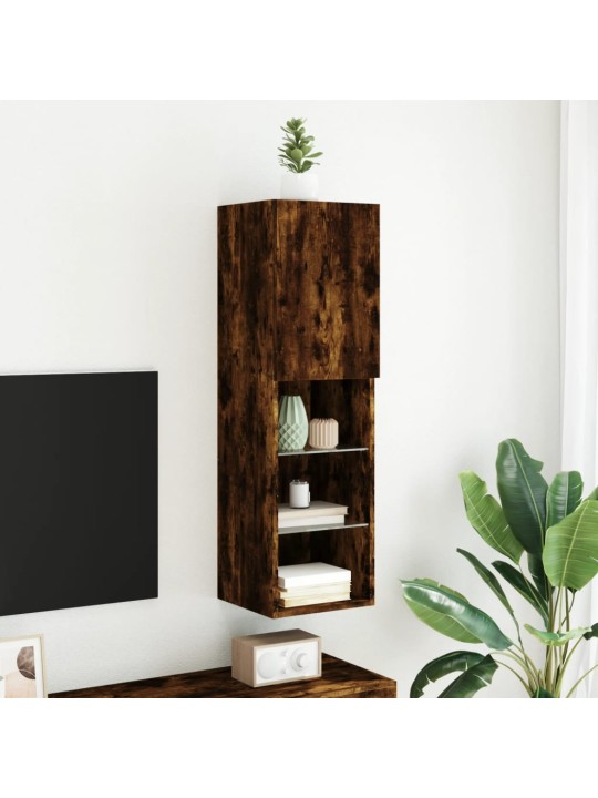 TV-taso LED-valoilla savutammi 30,5x30x102 cm