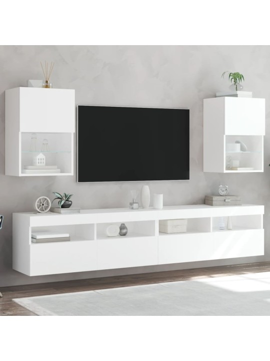 TV-kaapit LED-valoilla 2 kpl valkoinen 40,5x30x60 cm