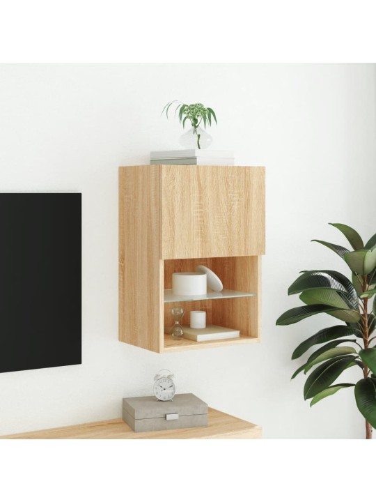 TV-taso LED-valoilla Sonoma-tammi 40,5x30x60 cm