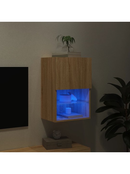 TV-taso LED-valoilla Sonoma-tammi 40,5x30x60 cm