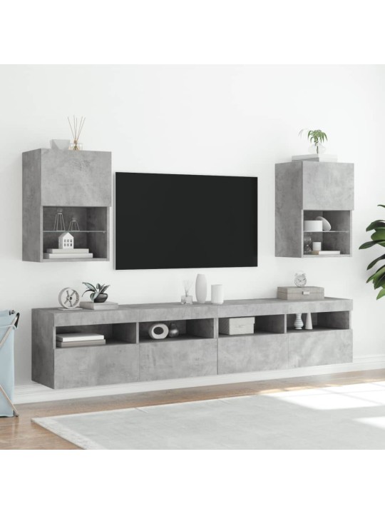 TV-taso LED-valoilla betoninharmaa 40,5x30x60 cm