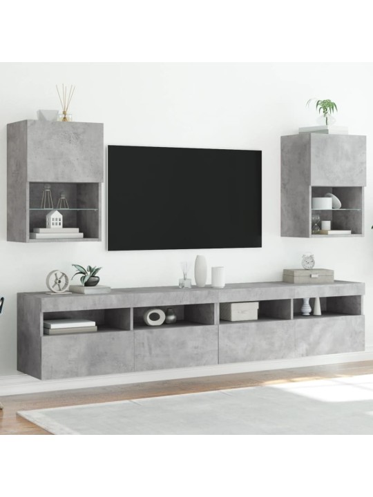 TV-kaapit LED-valoilla 2 kpl betoninharmaa 40,5x30x60 cm