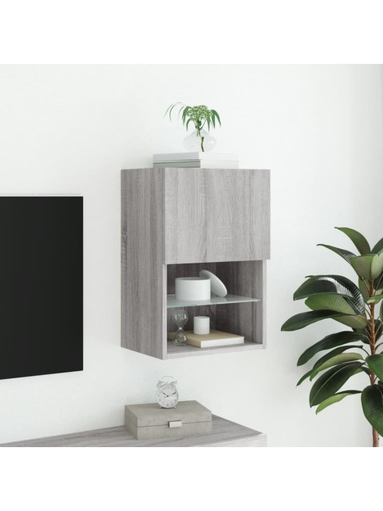 TV-taso LED-valoilla harmaa Sonoma 40,5x30x60 cm