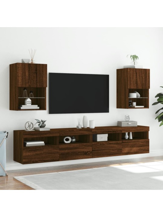 TV-kaappi LED-valoilla ruskea tammi 40,5x30x60 cm