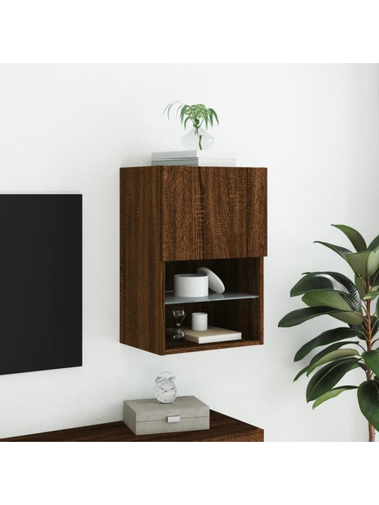 TV-kaappi LED-valoilla ruskea tammi 40,5x30x60 cm