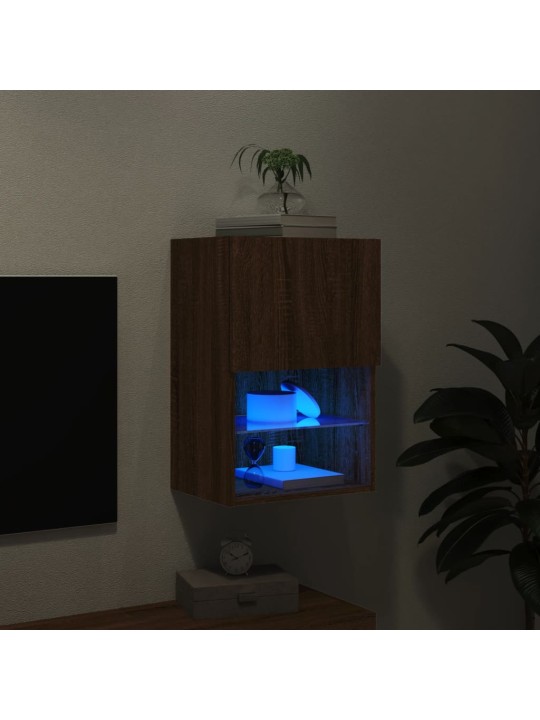 TV-kaappi LED-valoilla ruskea tammi 40,5x30x60 cm