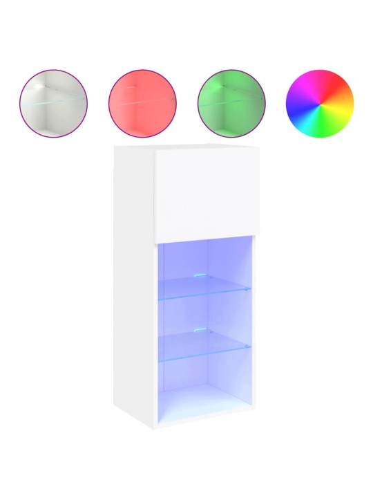 TV-kaapit LED-valoilla 2 kpl valkoinen 40,5x30x90 cm
