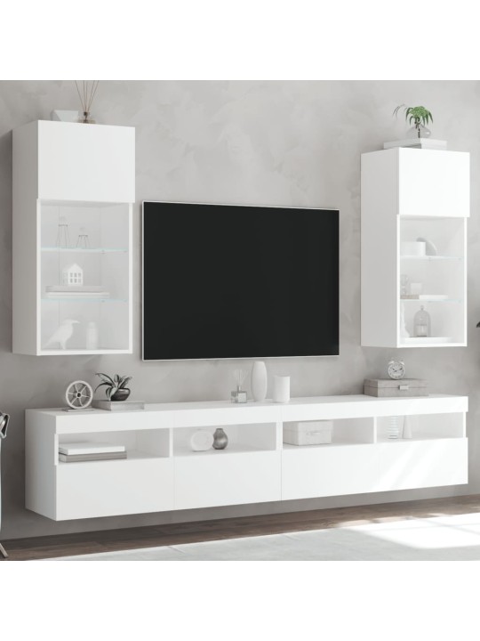 TV-kaapit LED-valoilla 2 kpl valkoinen 40,5x30x90 cm