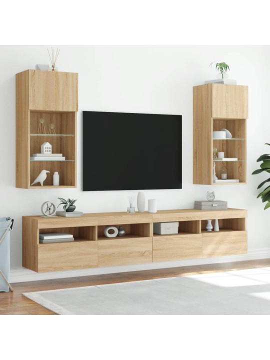 TV-kaappi LED-valoilla Sonoma-tammi 40,5x30x90 cm