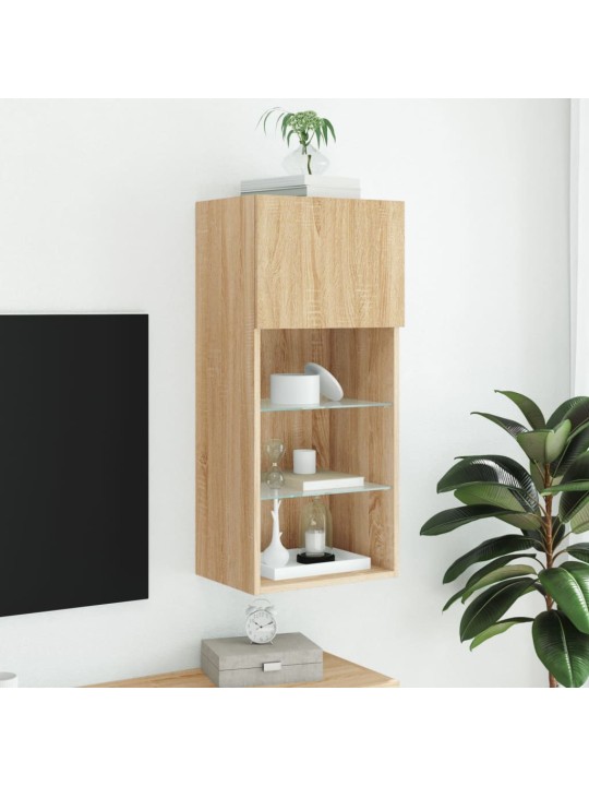 TV-kaappi LED-valoilla Sonoma-tammi 40,5x30x90 cm