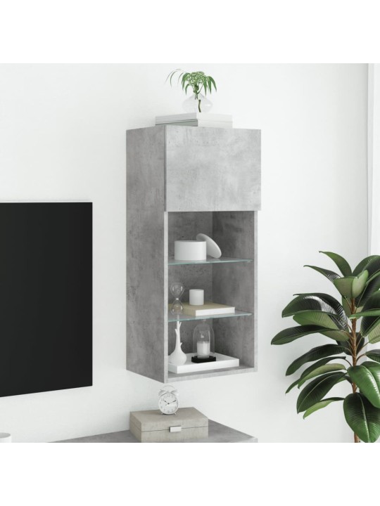 TV-kaappi LED-valoilla betoninharmaa 40,5x30x90 cm