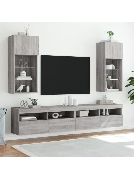 TV-kaappi LED-valoilla harmaa Sonoma 40,5x30x90 cm