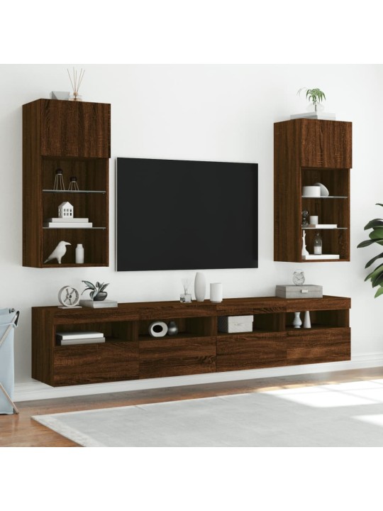 TV-kaappi LED-valoilla ruskea tammi 40,5x30x90 cm