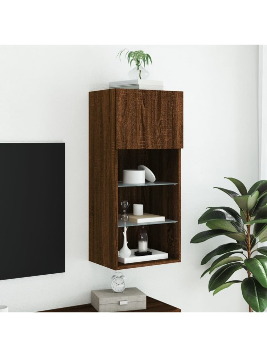 TV-kaappi LED-valoilla ruskea tammi 40,5x30x90 cm